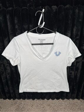 True Religion White Crew Neck Logo Tee